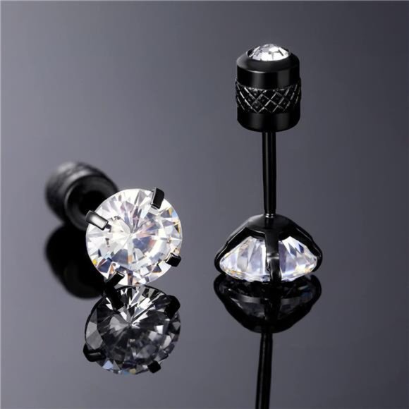 4 Pack Titanium Screw Back Earrings Sleep Stud Hypoallergenic for Sensitive Ears - Picture 2 of 7